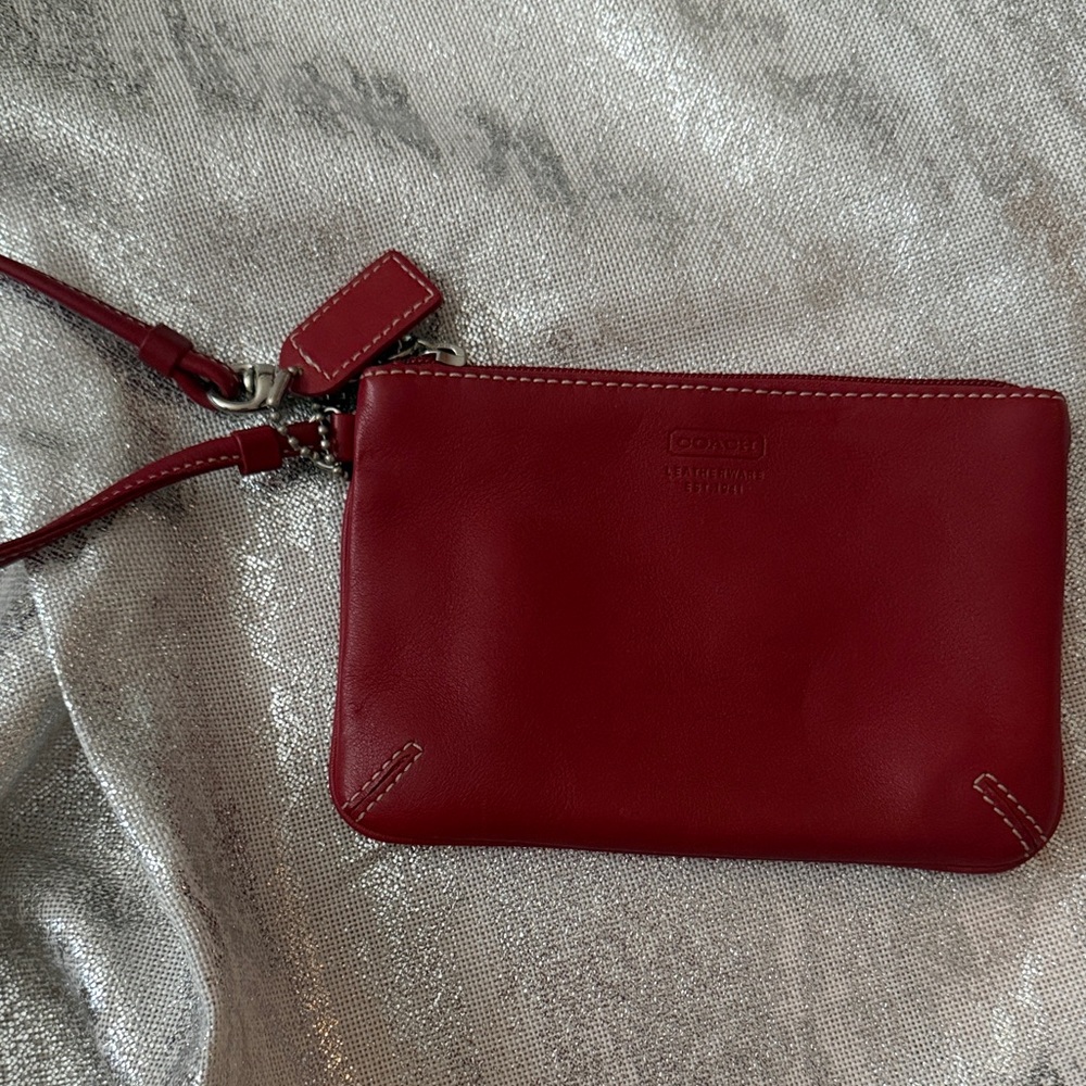 Coach Burgundy Leather Wristlet